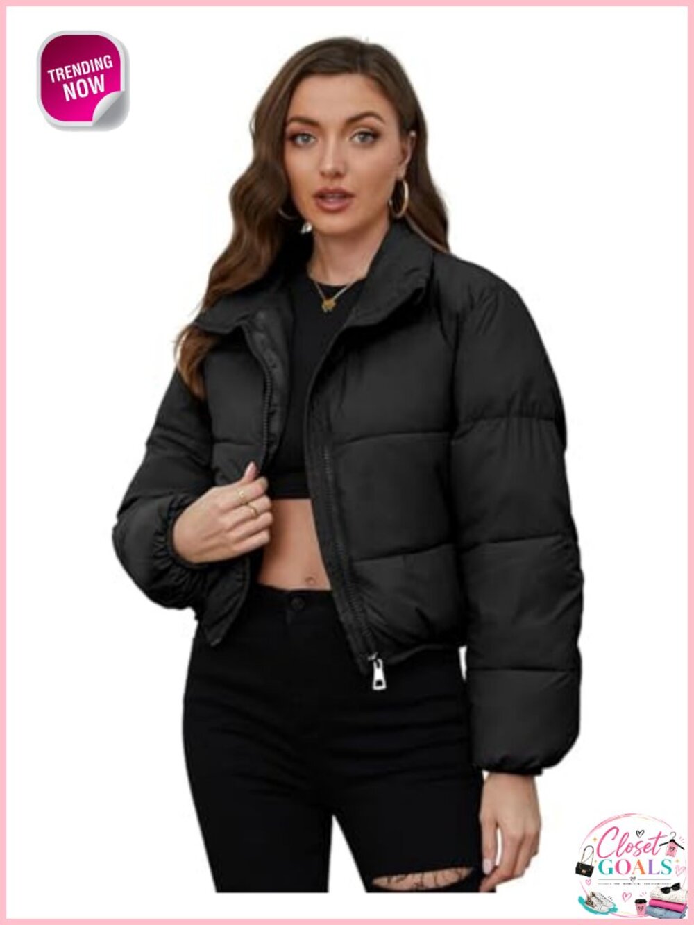 Cropped Puffer Jacket Short Quilted Lightweight Warm Winter Coat